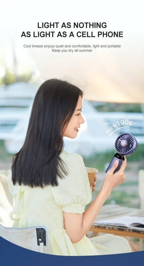 Portable Fan - Foldable Neck Hanging* Digital 5 Speed Turbo USB Compact Desktop - Image 11