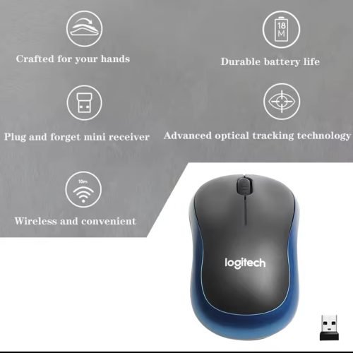 Logitech M185 Wireless optical Mouse Nano Receiver + Free Type C adapter for office, travel, home and gaming - Image 4