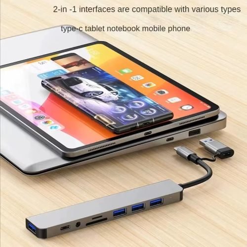 8-in-2 USB-C Hub Docking Station – USB 3.0/2.0, SD/TF Card Reader, Type-C Splitter for MacBook, Laptop, iPad, iPhone & Android Devices - Image 7