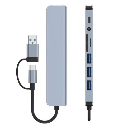 8-in-2 USB-C Hub Docking Station – USB 3.0/2.0, SD/TF Card Reader, Type-C Splitter for MacBook, Laptop, iPad, iPhone & Android Devices - Image 3