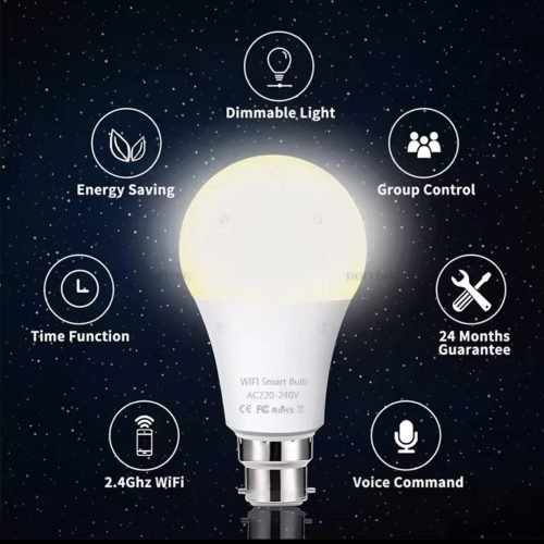 B22 Tuya Smart Life WiFi Dimmable LED Light Bulb UK Standard 220V Voice control Alexa Google Siri 15W - Image 2