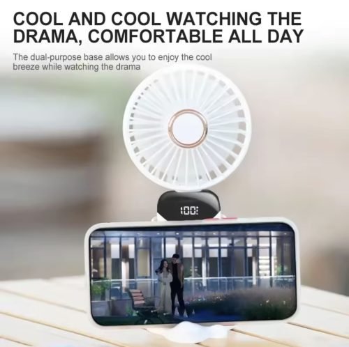 Portable Fan - Foldable Neck Hanging* Digital 5 Speed Turbo USB Compact Desktop - Image 16