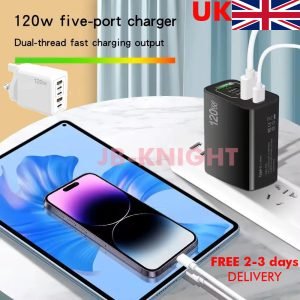 5 Multi-port Super fast 120W QC3 PD Quick charger wall adapter USB type C UK