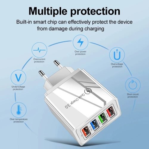4-Port USB Charger with Quick Charge 3.0 – Fast Charging Hub for iPhone, iPad, Android Phones & Tablets - Image 4