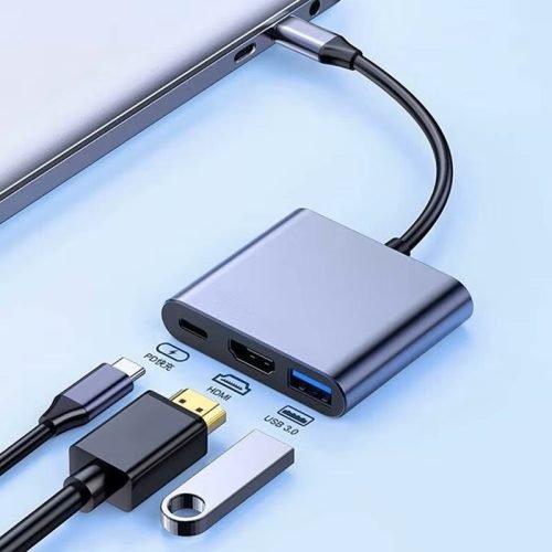 3-in-1 USB-C Hub – Type-C to HDMI-Compatible Splitter with USB 3.0 Docking Station for MacBook, Windows, iPad, iPhone, Android Phones & Tablets - Image 2