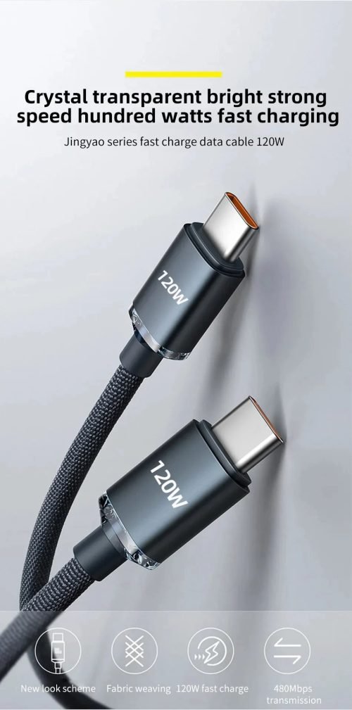 120 W USB-A to USB-C Cable Braided Fast Charger Type C cable Apple Samsung - Image 5