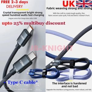 120 W USB-A to USB-C Cable Braided Fast Charger Type C cable Apple Samsung