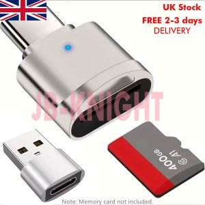 Type C TF Reader With Zinc Alloy Shell, SD Card Reader optional USB C to USB Adapter, Suitable for Laptop, MacBook, Samsung Galaxy